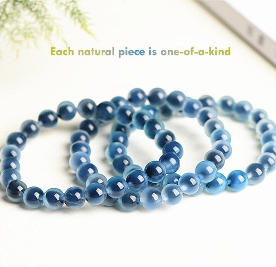 8mm blue agate stretch bracelet women men gemstone bracelet