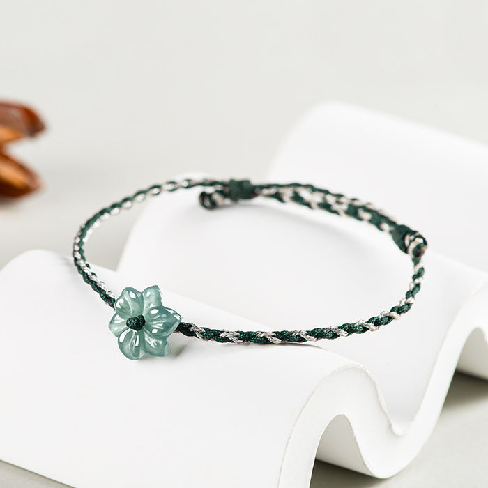 Blue Jadeite Jade Flower Bracelet – Certified Natural Grade A Handmade Jewelry