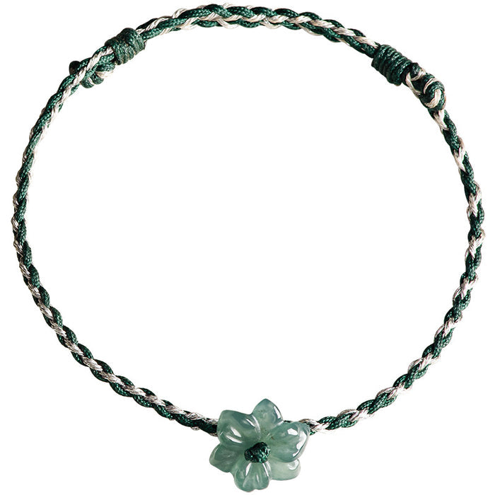 Adjustable Blue Jadeite Bracelet on Green Cord – Elegant Modern Design