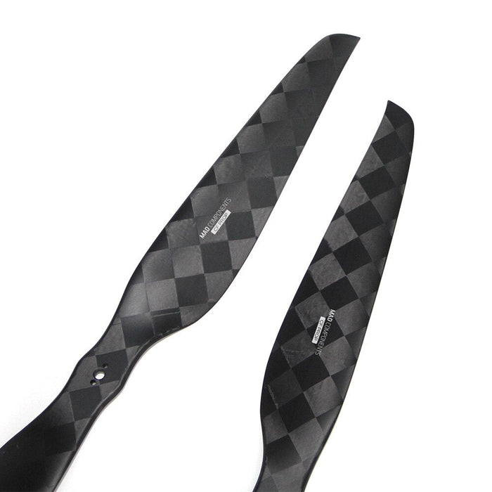 Carbon fiber drone propellers with checkered pattern for UAV mapping and surveying