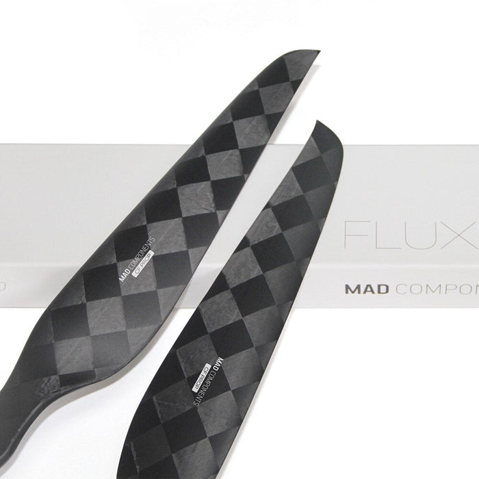 Carbon fiber drone propellers with checkered pattern, MAD COMPONENTS FLUX model for UAVs