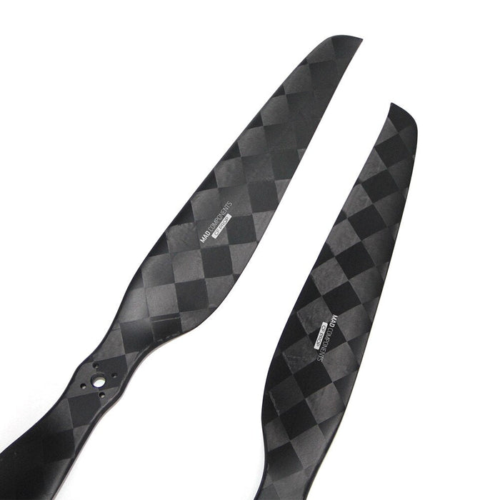 Carbon fiber drone propellers with checkered pattern for VTOL and fixed-wing UAVs
