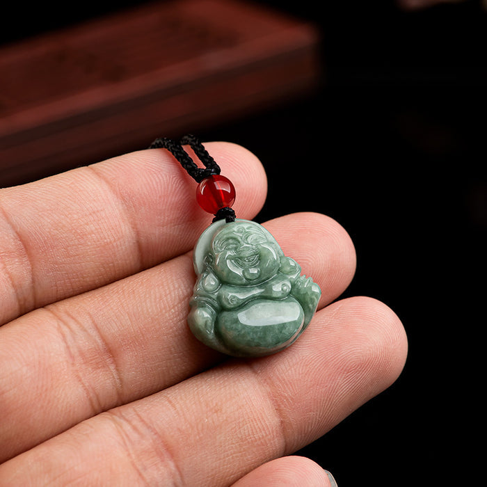 Hand-Carved Jadeite Buddha for Protection and Abundance – Unisex Necklace