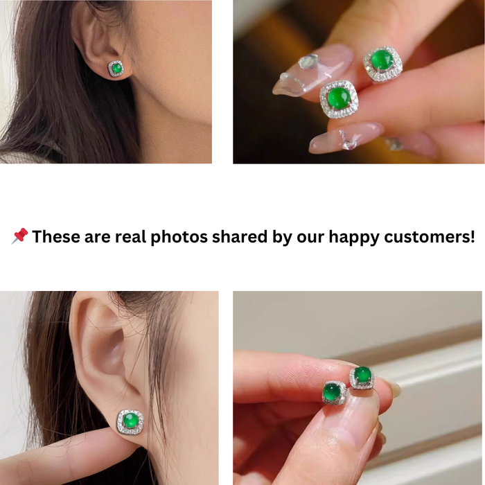 natural jade stud earrings for women green jade jewelry