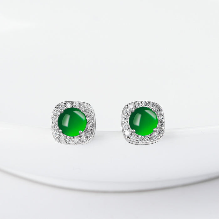 certified grade a jadeite earrings 4.5mm jade studs