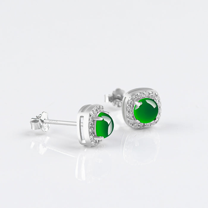 certified grade a jadeite earrings 4.5mm jade studs
