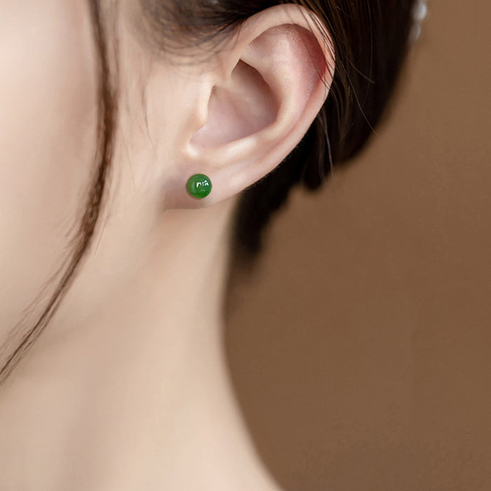 Women’s natural feng shui jade earrings with certificate