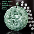 Certified Grade A Jadeite Dragon Pendant Necklace for Men