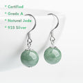 certified grade a jadeite drop earrings 10mm green jade