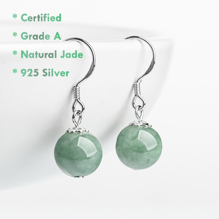certified grade a jadeite drop earrings 10mm green jade