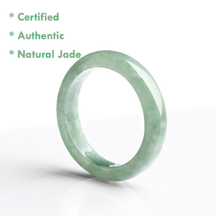 Certified Grade A Green Jadeite Jade Ring Thin Band