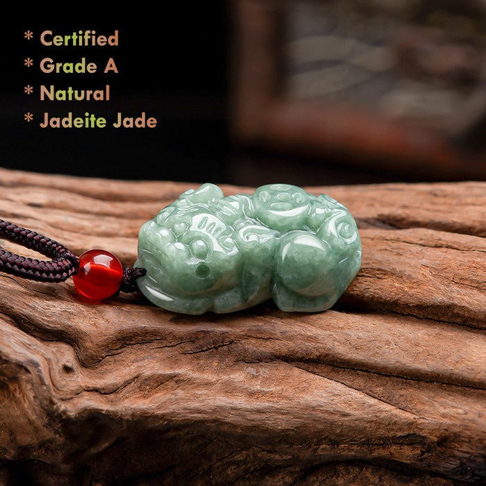 Grade A Jadeite Pixiu Necklace Natural Green
