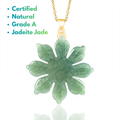 Certified Grade A jadeite sunflower pendant necklace with natural green jade and pure titanium chain