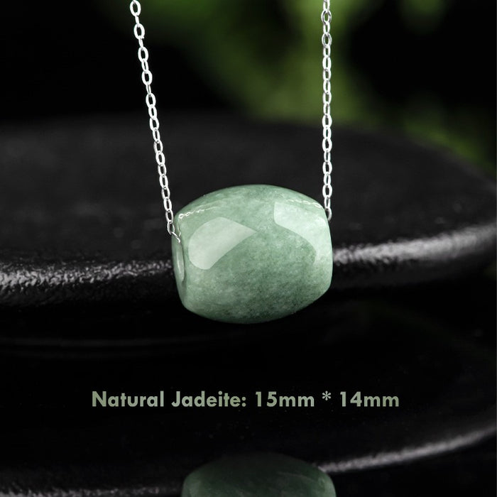 Hand-polished natural jadeite jade bead pendant close-up
