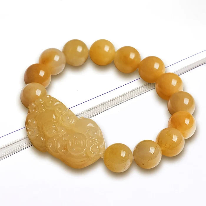 Natural Golden Thread Jade Beads – Luxury Feng Shui Bracelet for Men & Women