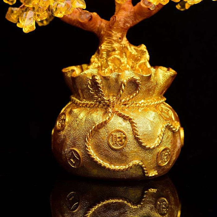natural citrine crystal money tree growth prosperity décor