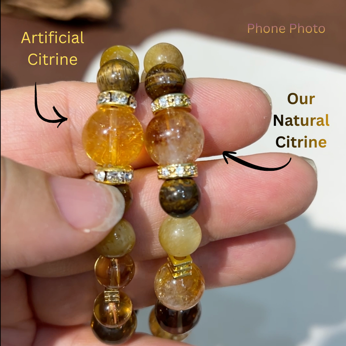 Citrine & Tiger Eye Women’s Wealth Bracelet Beads Close Up Look