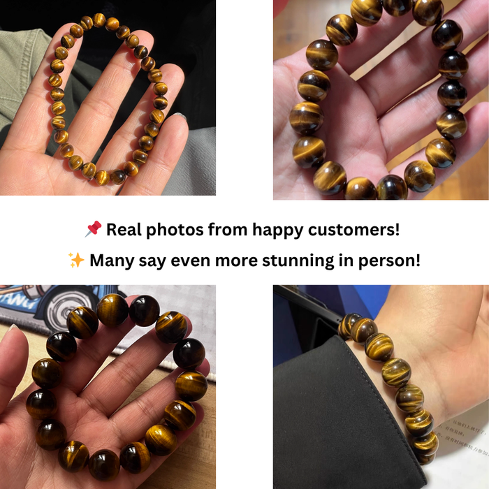 Collection Grade Gold Lightning Tiger’s Eye Bracelet – natural gemstone close-up