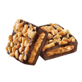 Dark chocolate bars filled with creamy peanut butter and topped with chopped peanuts