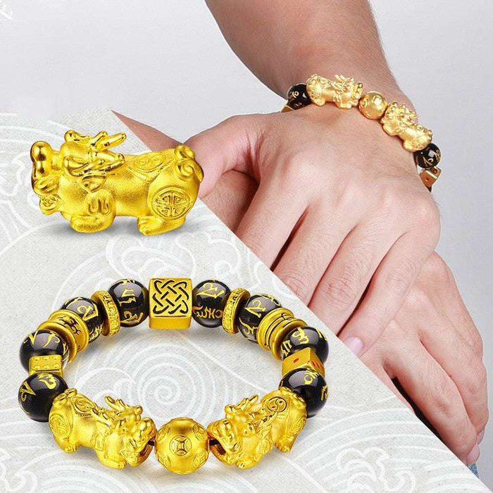 Feng Shui Protection Bracelet with Black Obsidian Beads