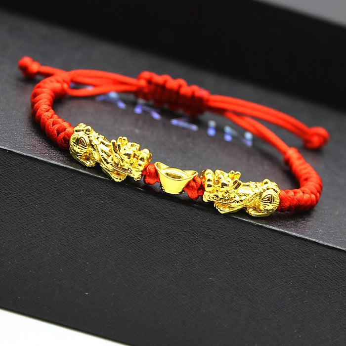 Red Thread Pixiu Ingot Charm Bracelet Unisex
