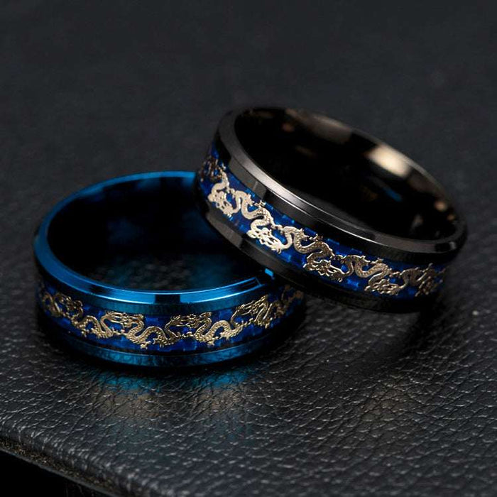Men’s Dragon Titanium Ring Symbol Prosperity