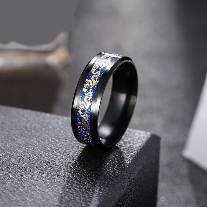 Titanium Symbolic Ring Dragon Motif Unisex