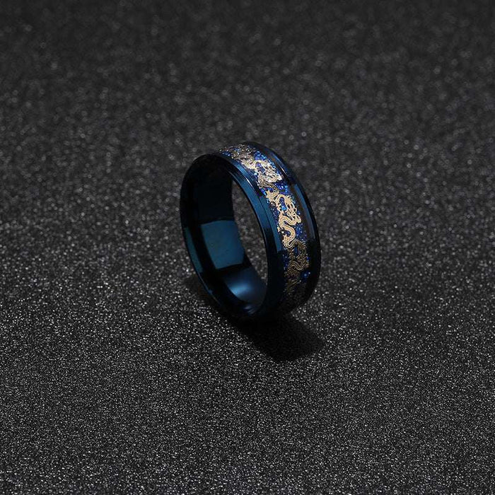 Titanium Symbolic Ring Dragon Motif Unisex