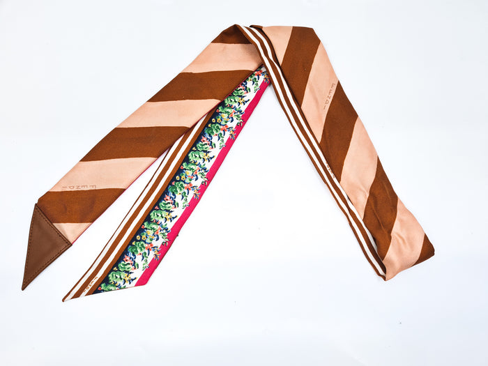 FENDI Wrappy Floral Silk Bandeau Leather Tipped - eurotrash