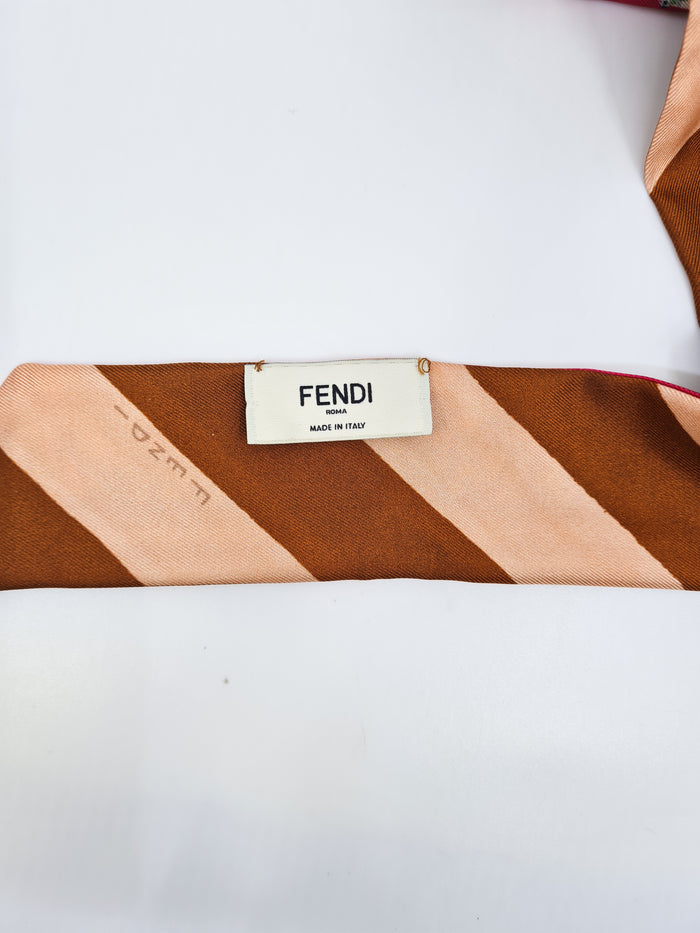 FENDI Wrappy Floral Silk Bandeau Leather Tipped - eurotrash