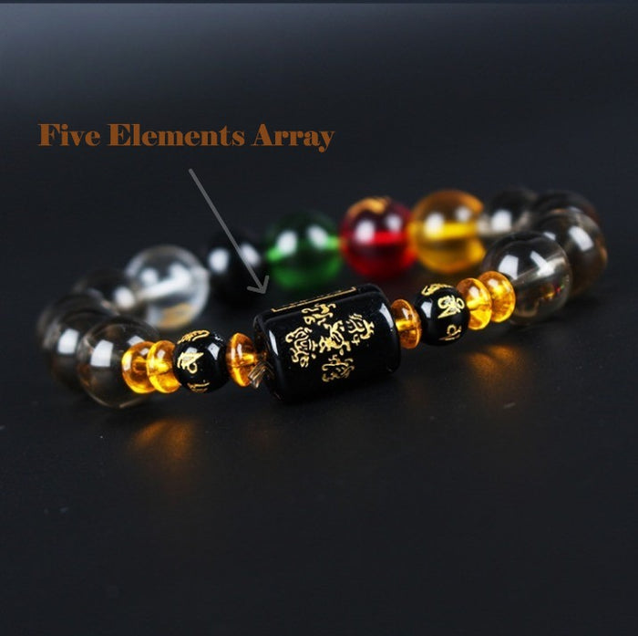Natural Crystal Energy Bracelet Representing Five Elements
