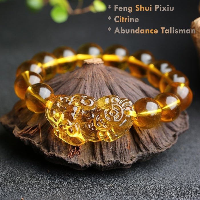 feng shui pixiu citrine wealth bracelet attract money luck prosperity