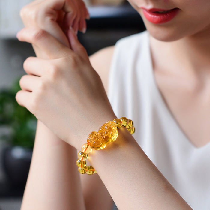 feng shui pixiu citrine wealth bracelet attract money luck prosperity