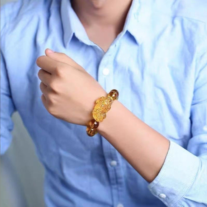 unisex citrine pixiu bracelet for good luck and abundance