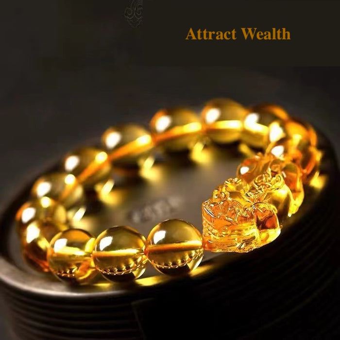citrine abundance bracelet with pixiu charm for men and women
