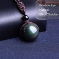 Feng Shui Rainbow Eye Black Obsidian Protection Necklace 16mm Pendant