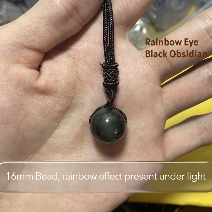 16mm Genuine Black Obsidian Crystal Necklace Spiritual Protection