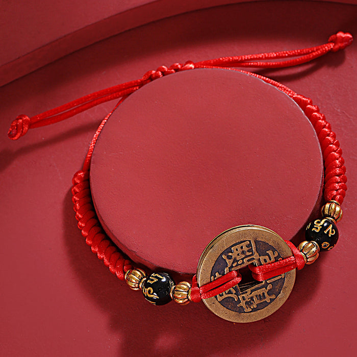 lucky red bracelet with ancient coin charm