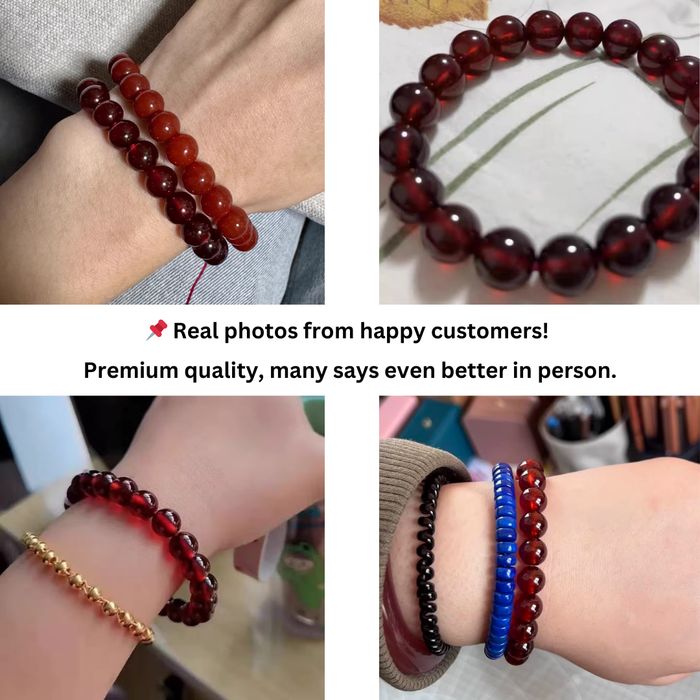Genuine Red Garnet Stretch Bracelet January Birthstone