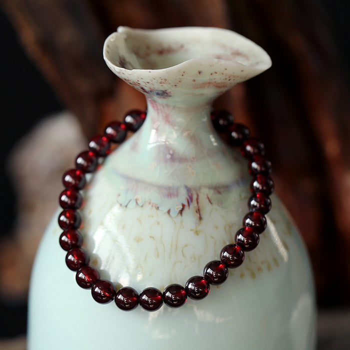 Premium 5A Garnet Beaded Bracelet Close-Up
