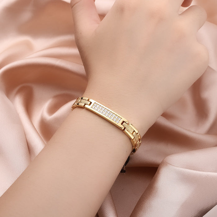 Women’s Gold Titanium Magnetic Bracelet Close-Up Germanium Magnet Accents