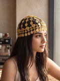 Gold-Tone middle eastern Coin Hat for Women – Traditional Bridal Head Cap, Festival Coin Headdress 7000