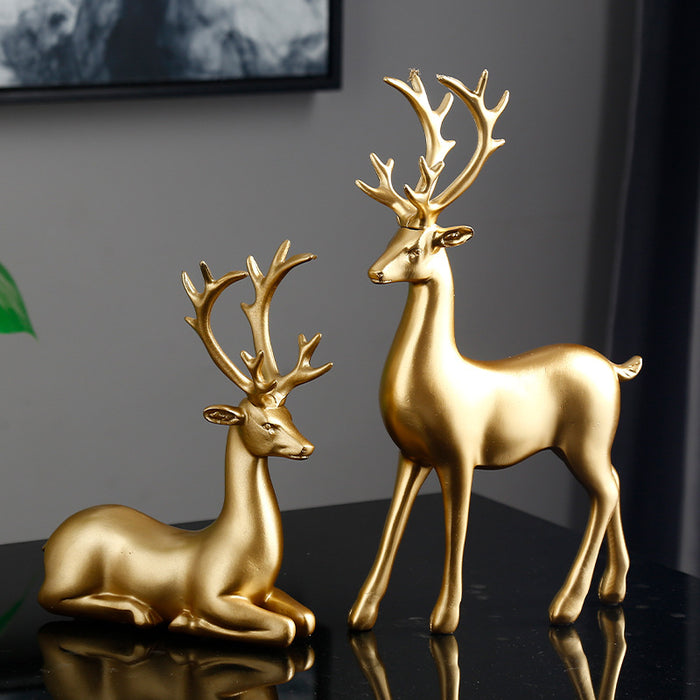 hand polished golden deer figurine feng shui décor