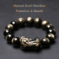 Golden Obsidian Pixiu Bracelet for Men – Single Pixiu Design Feng Shui Jewelry
