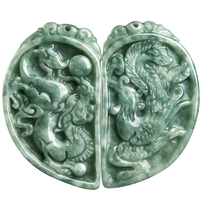 Matching His & Hers Jade Necklaces – Dragon and Phoenix Design