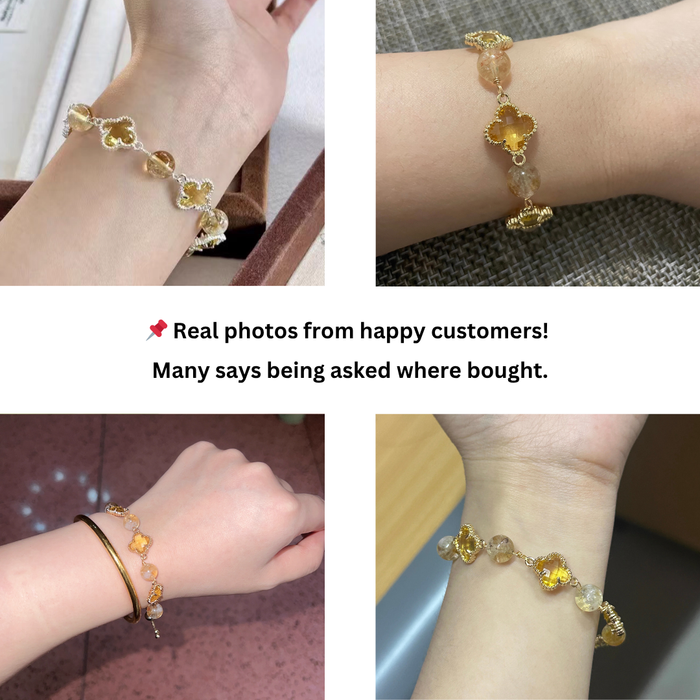 elegant women’s gemstone jewelry four leaf clover bracelet adjustable