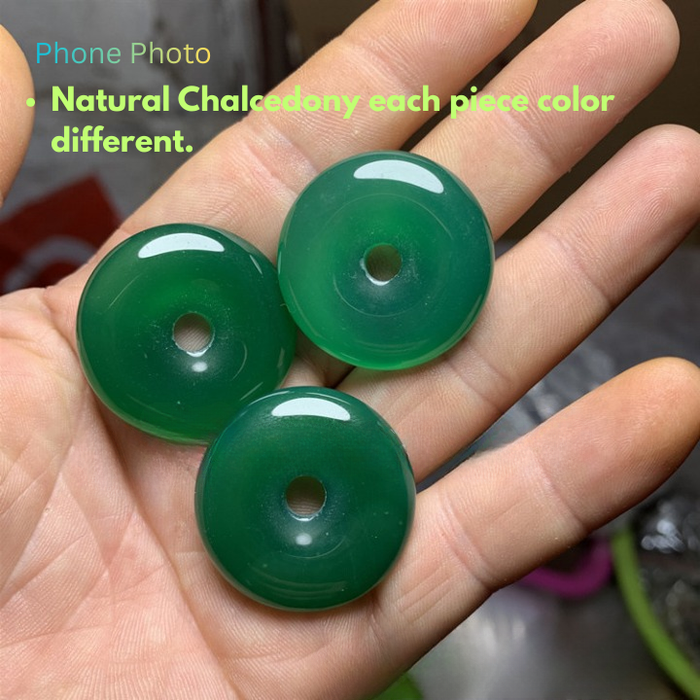 Green Chalcedony Donut Necklace Natural Crystal Pendant