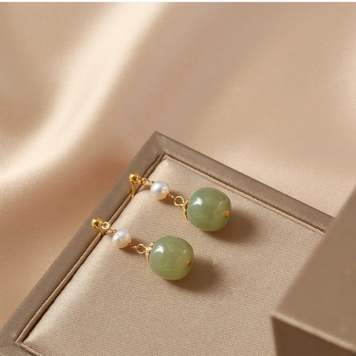 jade pearl jewelry elegant silver earrings
