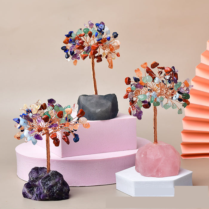 feng shui crystal tree with seven chakra stones