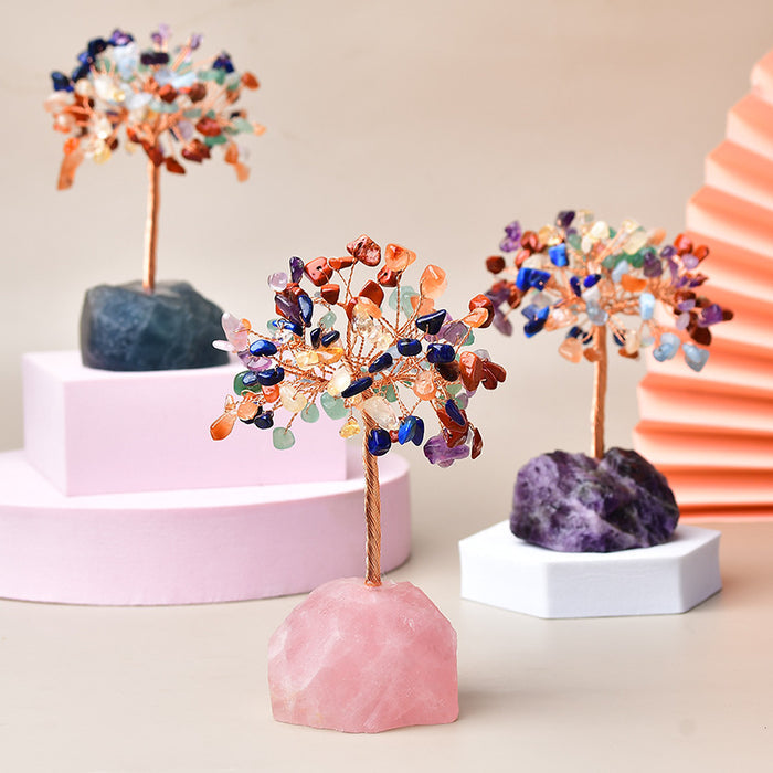 feng shui crystal tree with seven chakra stones